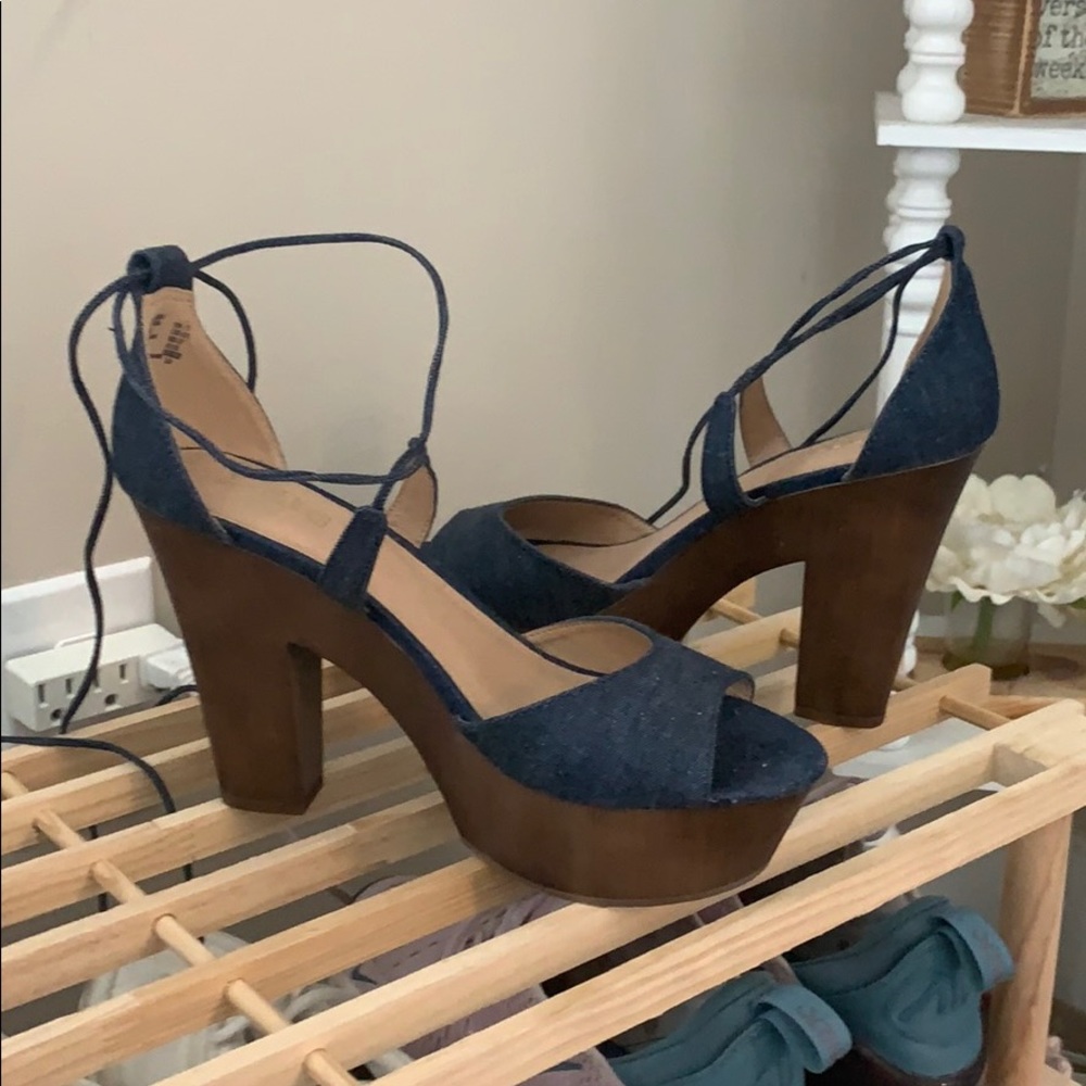 COPY - denim and black platform wedges